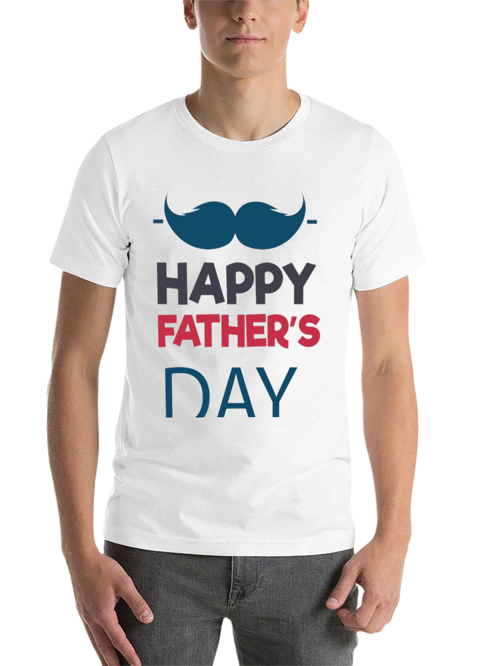 Happy Fathers Day T-Shirt - Mustache Graphic