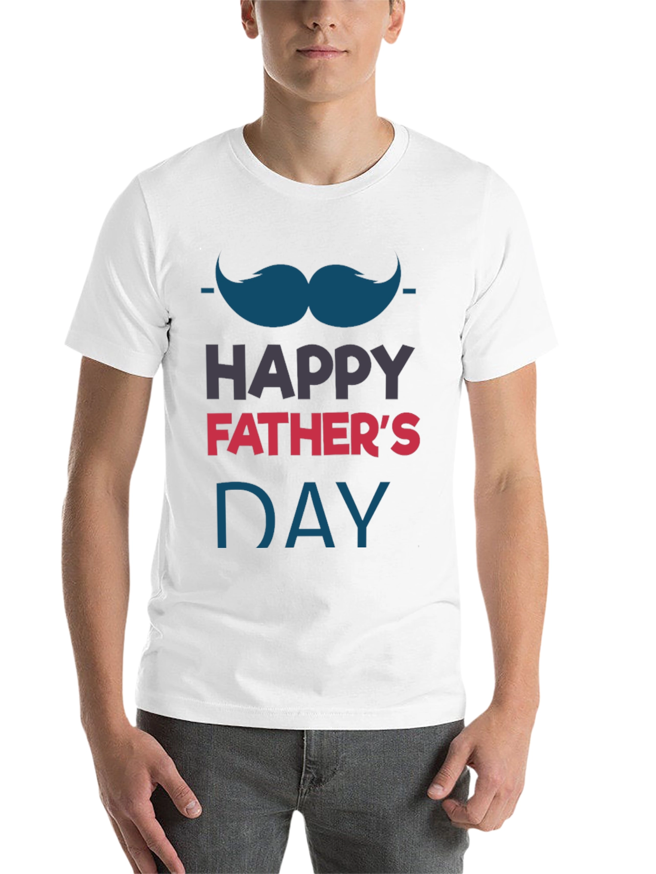 Happy Fathers Day T-Shirt - Mustache Graphic