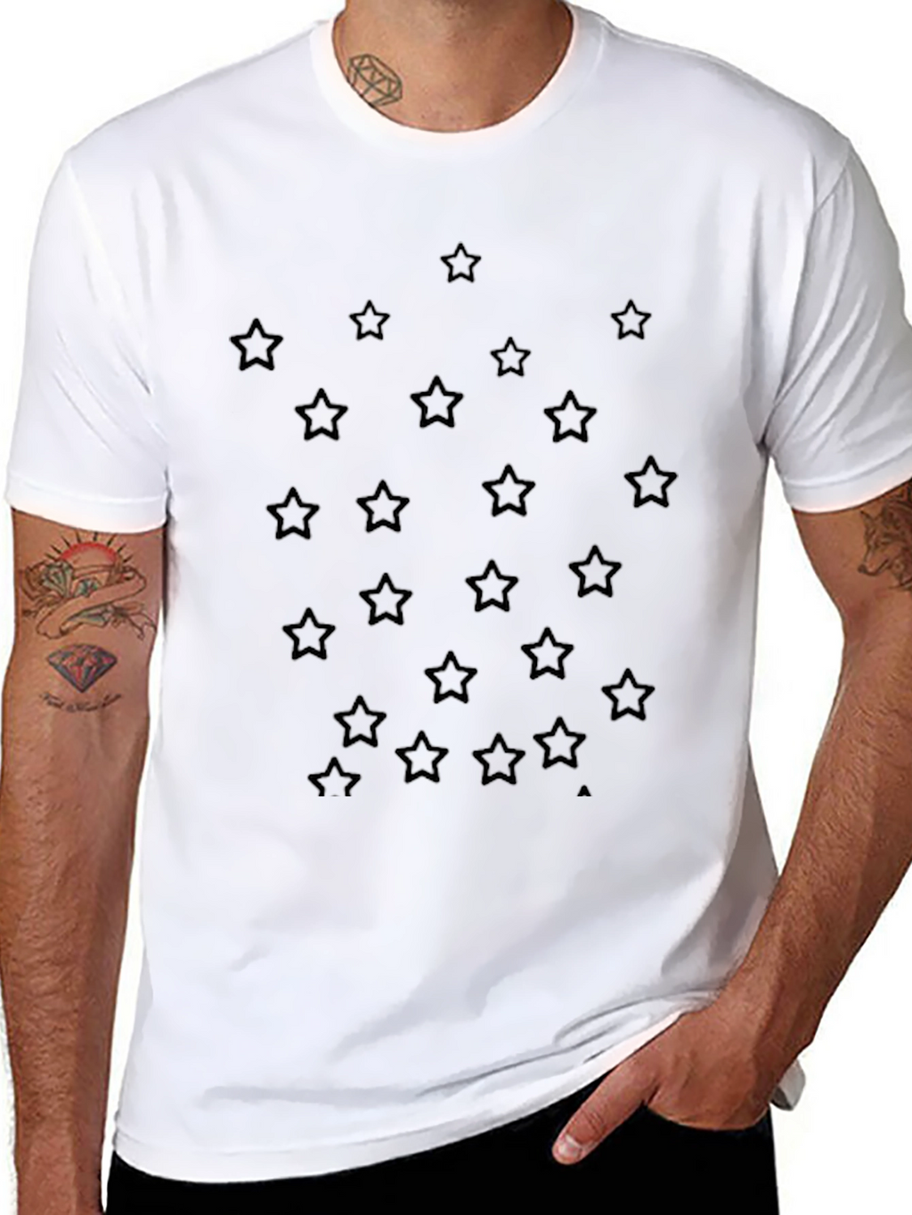 Star Pattern Black T-Shirt