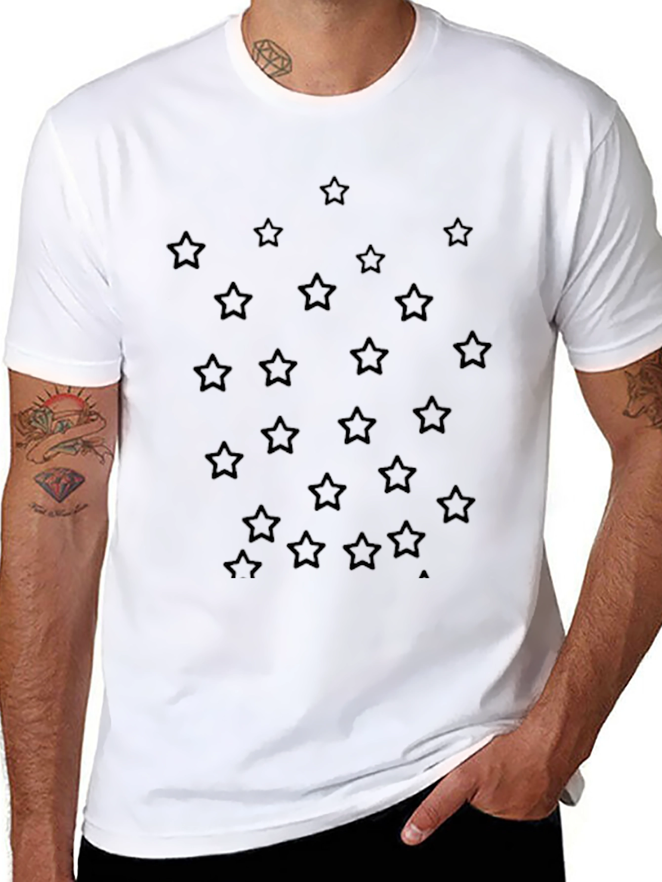 Star Pattern Black T-Shirt