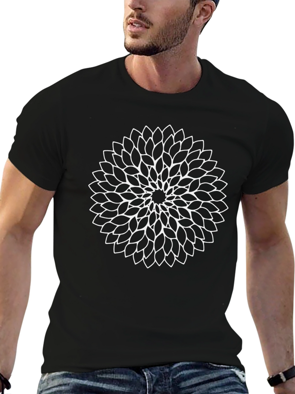 Floral Mandala Graphic Black Tee