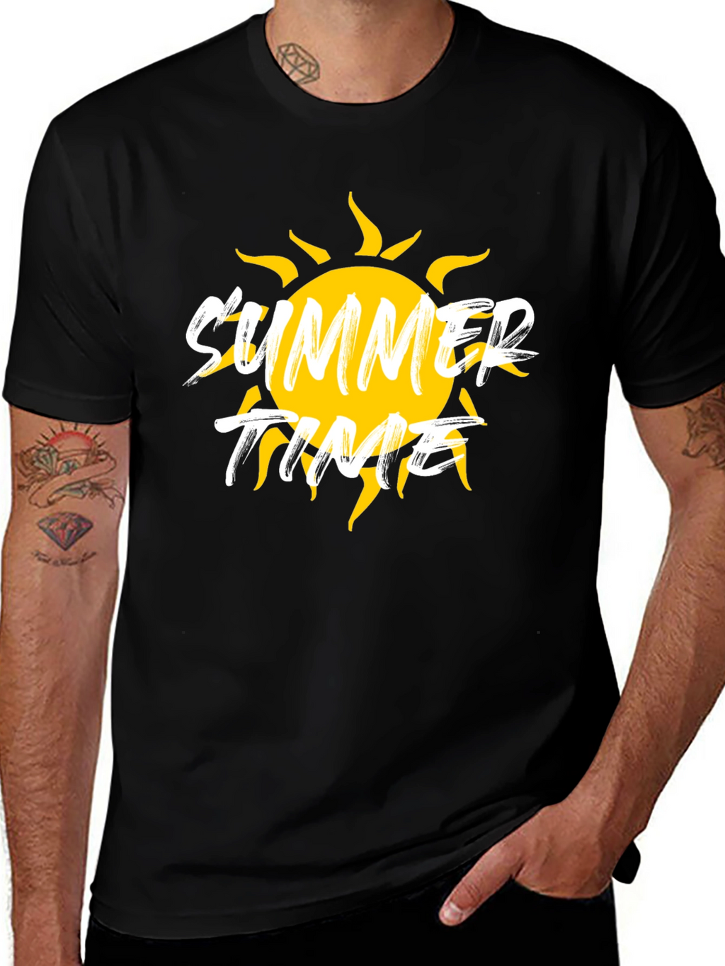Summer Time Graphic Black T-Shirt