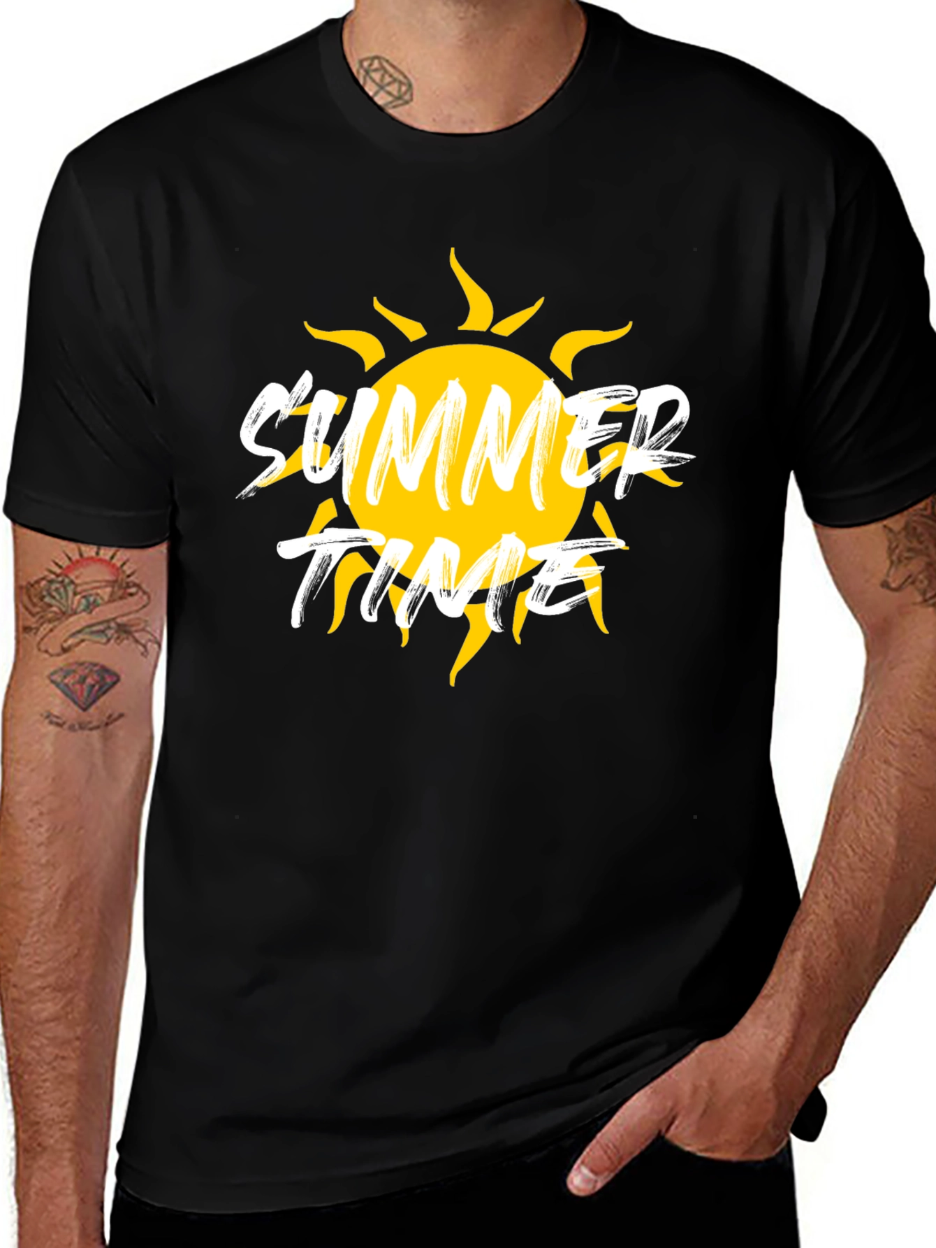 Summer Time Graphic Black T-Shirt