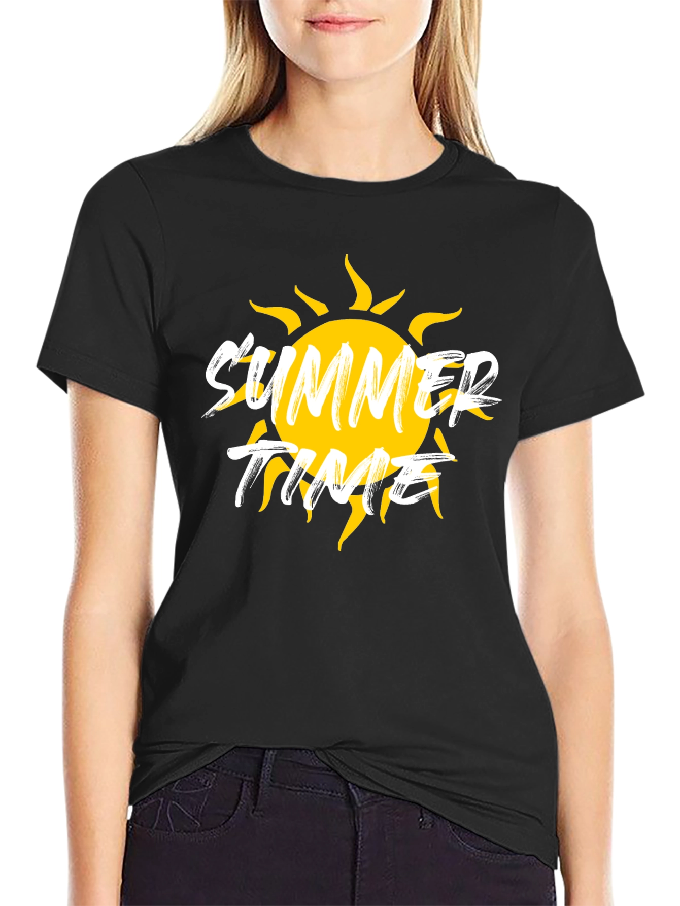 Summer Time Graphic Black T-Shirt