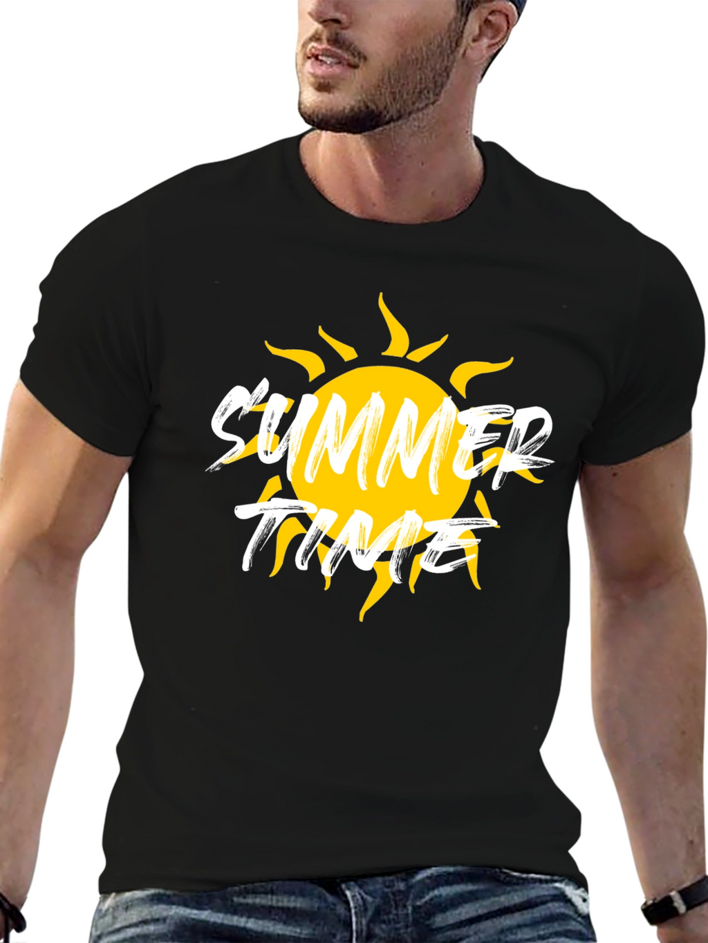 Summer Time Graphic Black T-Shirt