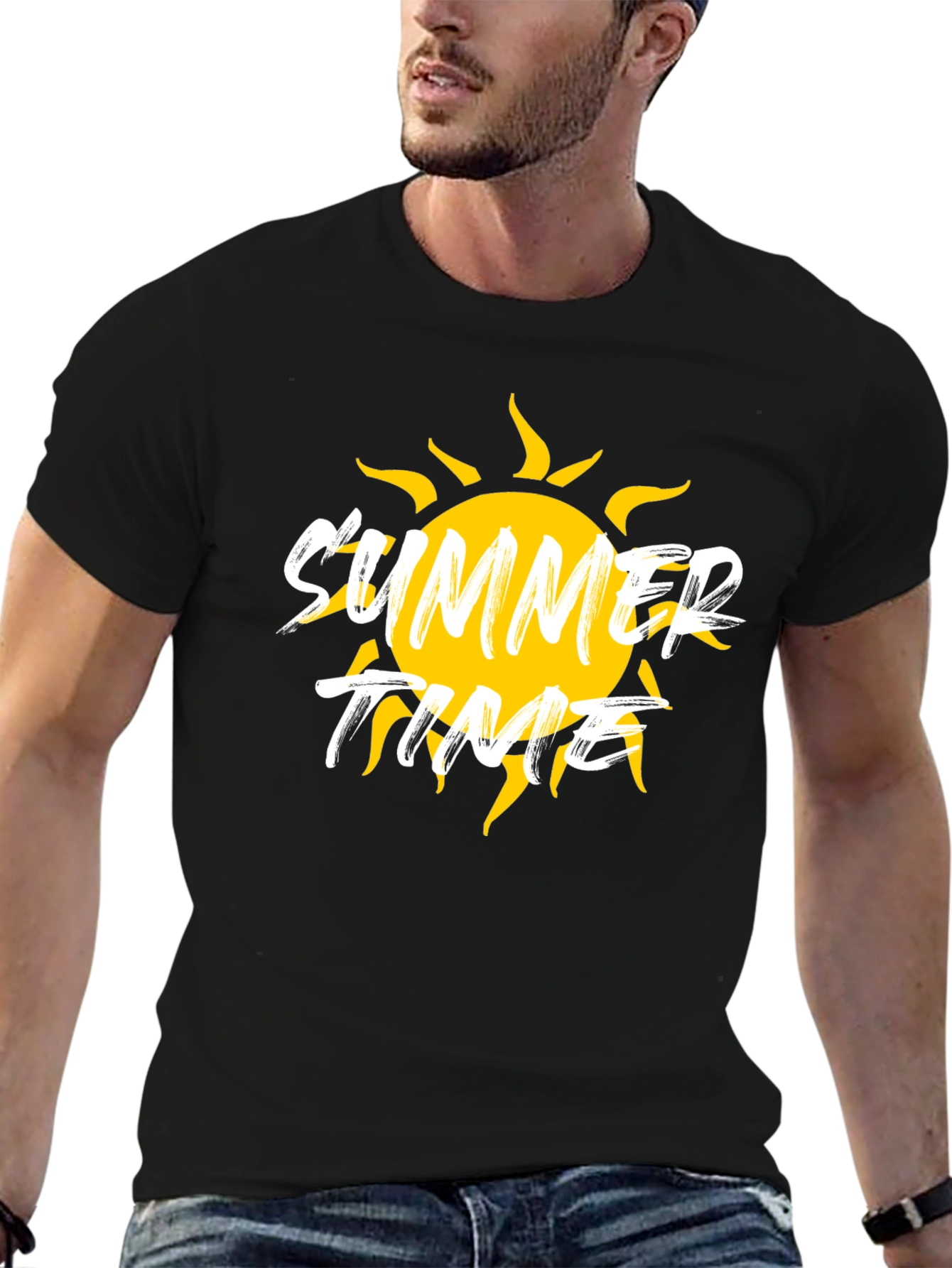 Summer Time Graphic Black T-Shirt