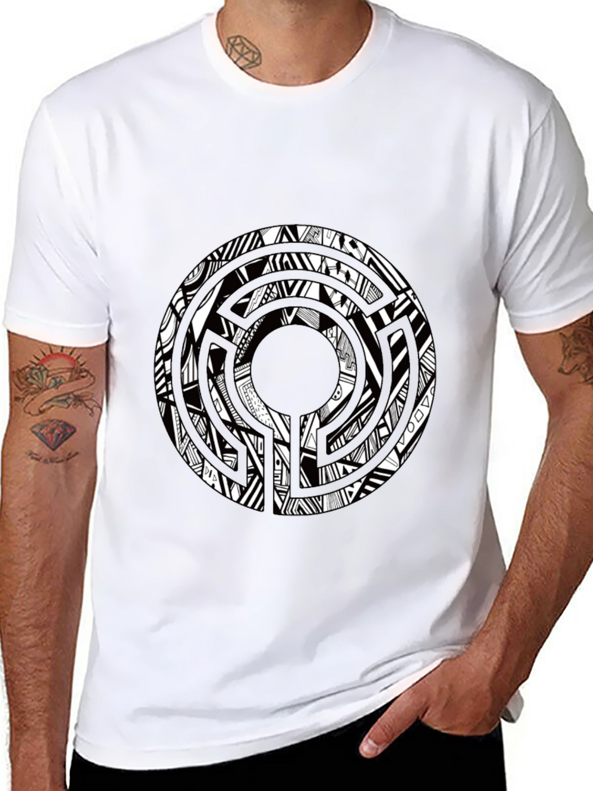 Abstract Graphic Print Crew Neck T-Shirt