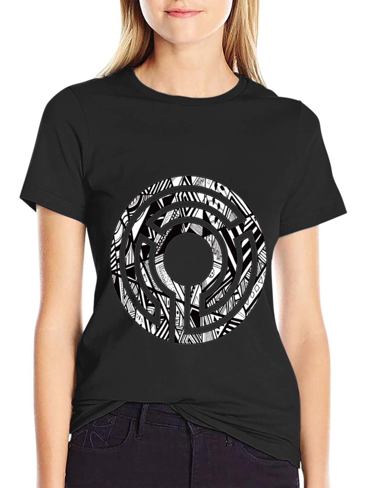Abstract Graphic Print Crew Neck T-Shirt