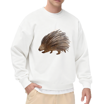 Watercolor Hedgehog Animal Art Crewneck Sweatshirt | Hand-Painted Woodland Creature Pullover, Nature Lover Gift