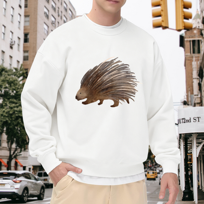 Watercolor Hedgehog Animal Art Crewneck Sweatshirt | Hand-Painted Woodland Creature Pullover, Nature Lover Gift