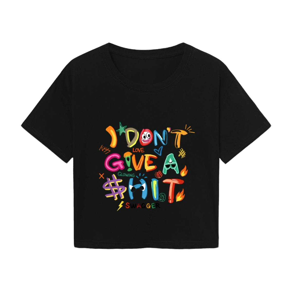 Bold Graffiti I Don¡¯t Give A Hit Streetwear Crop Top