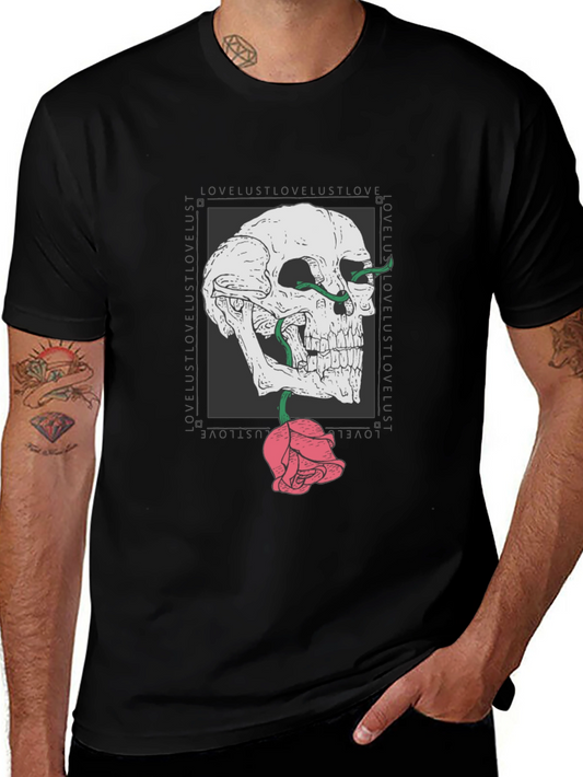 Skull & Rose Graphic T-Shirt - Edgy Streetwear