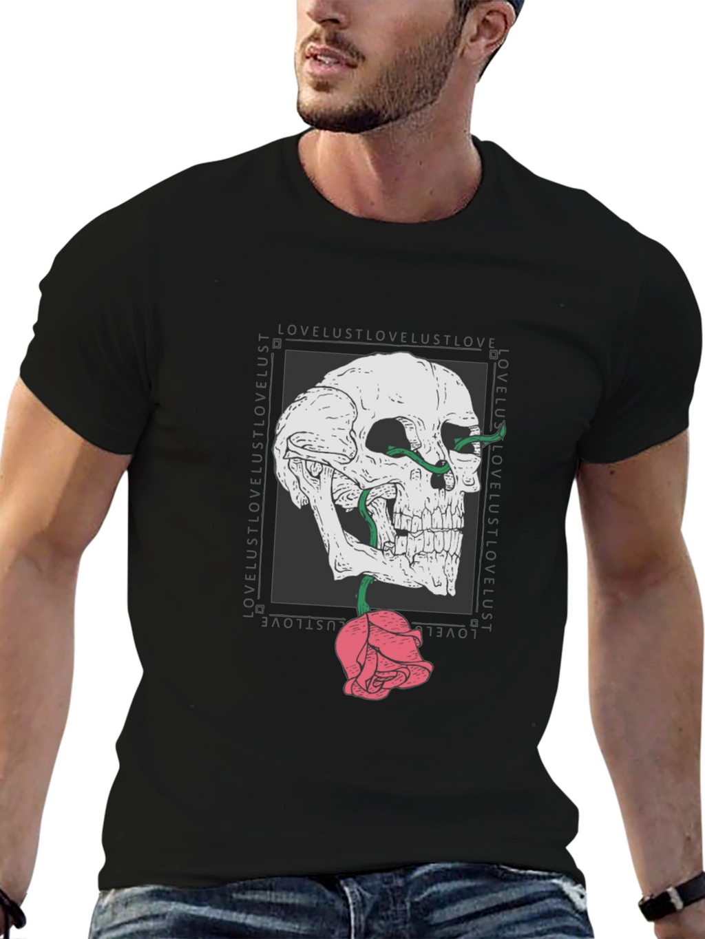 Skull & Rose Graphic T-Shirt - Edgy Streetwear
