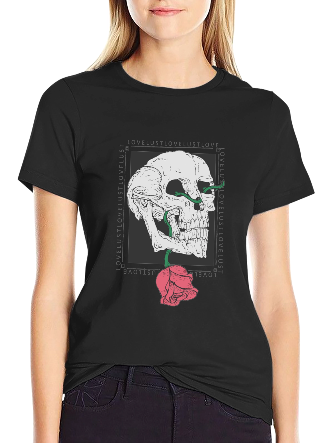 Skull & Rose Graphic T-Shirt - Edgy Streetwear