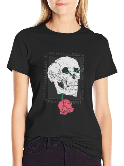 Skull & Rose Graphic T-Shirt - Edgy Streetwear