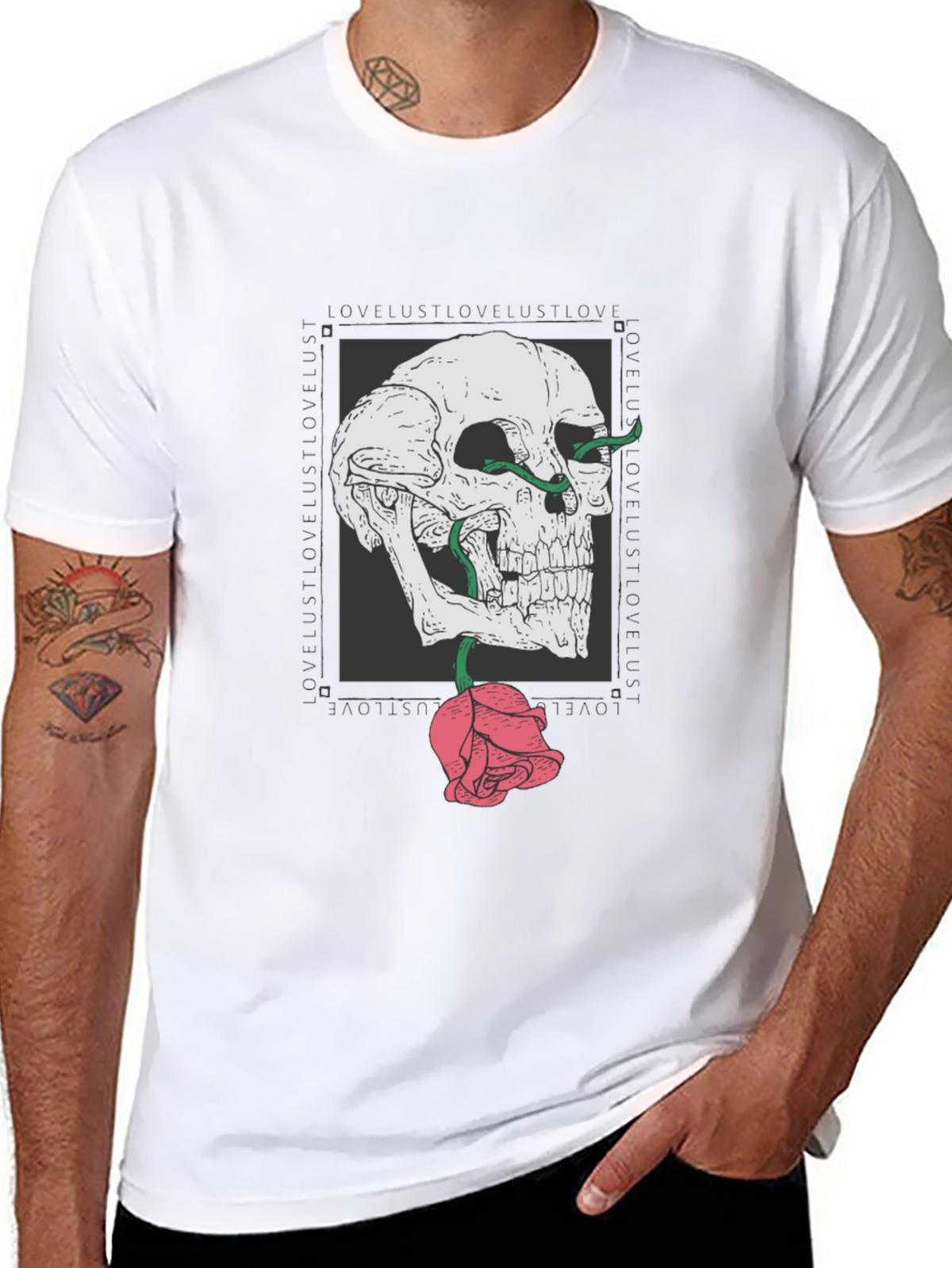 Skull & Rose Graphic T-Shirt - Edgy Streetwear