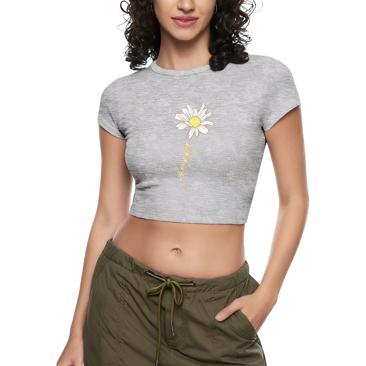 Fresh Daisy Happy Letter Red Baby Crop Tee
