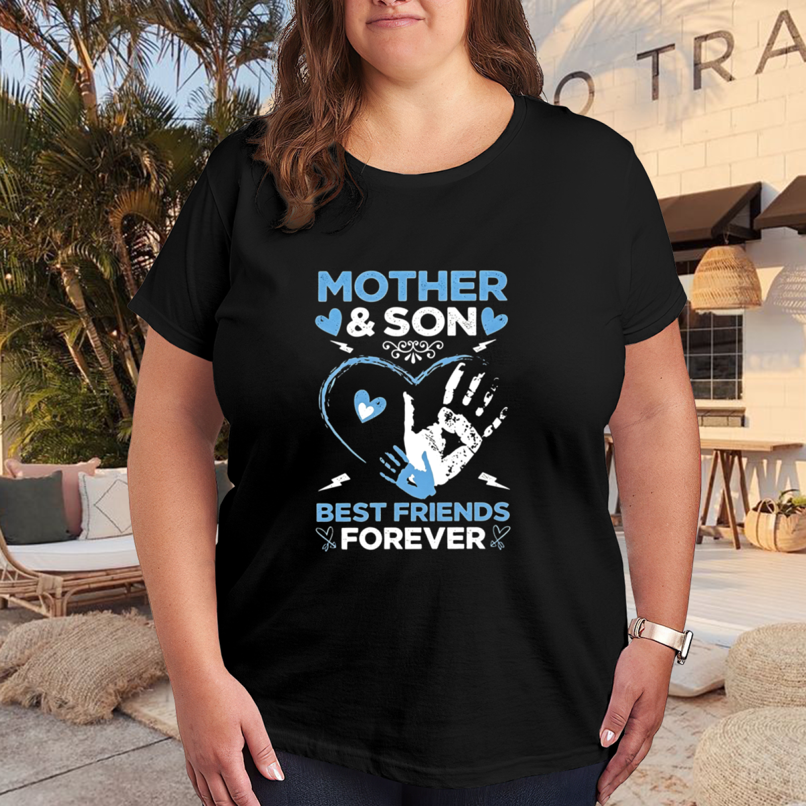 Mother & Son Forever Best Friends Heart Handprint Tee