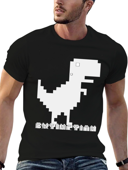 Extinction Pixel Dinosaur Black T-Shirt