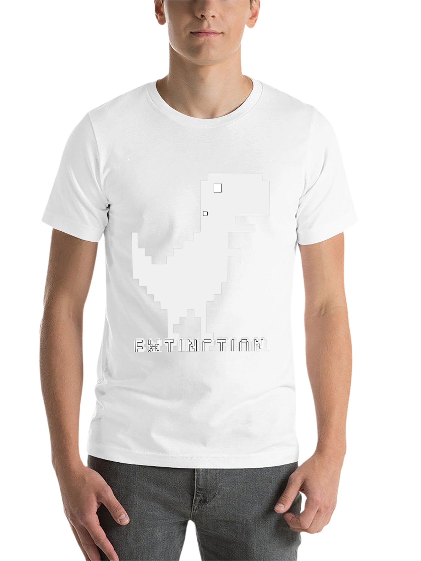 Extinction Pixel Dinosaur Black T-Shirt