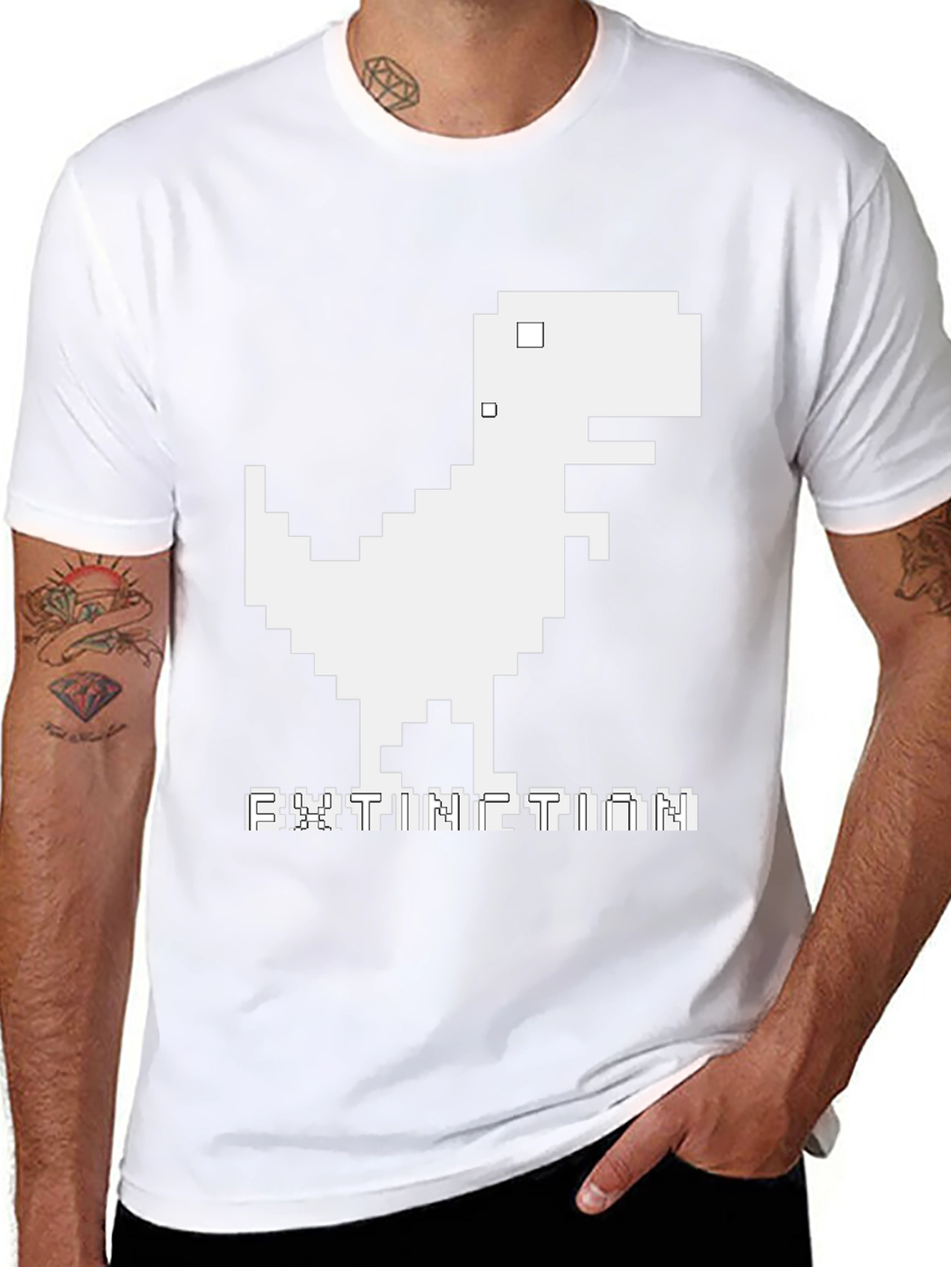 Extinction Pixel Dinosaur Black T-Shirt