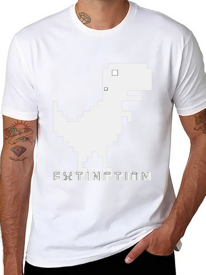 Extinction Pixel Dinosaur Black T-Shirt
