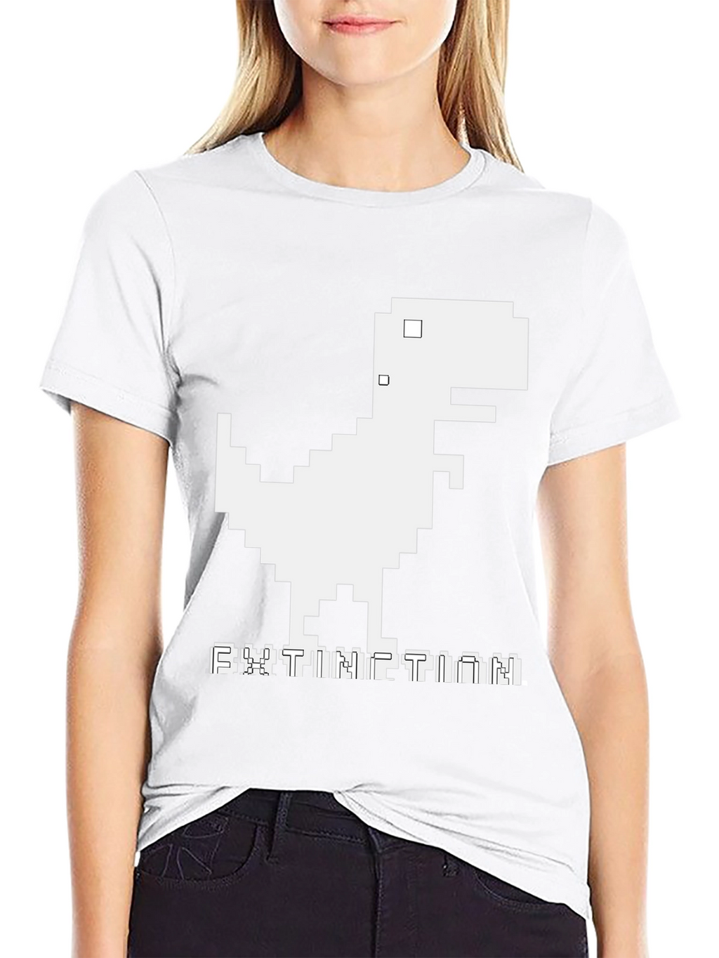 Extinction Pixel Dinosaur Black T-Shirt