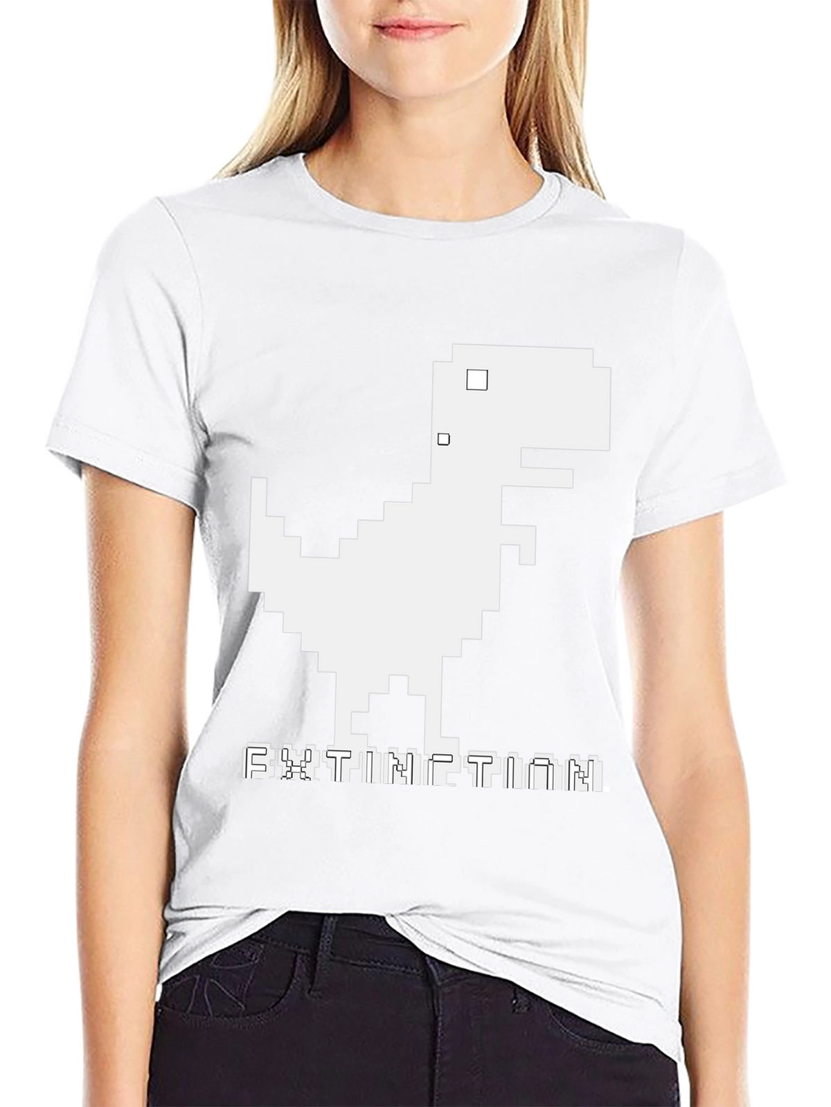 Extinction Pixel Dinosaur Black T-Shirt