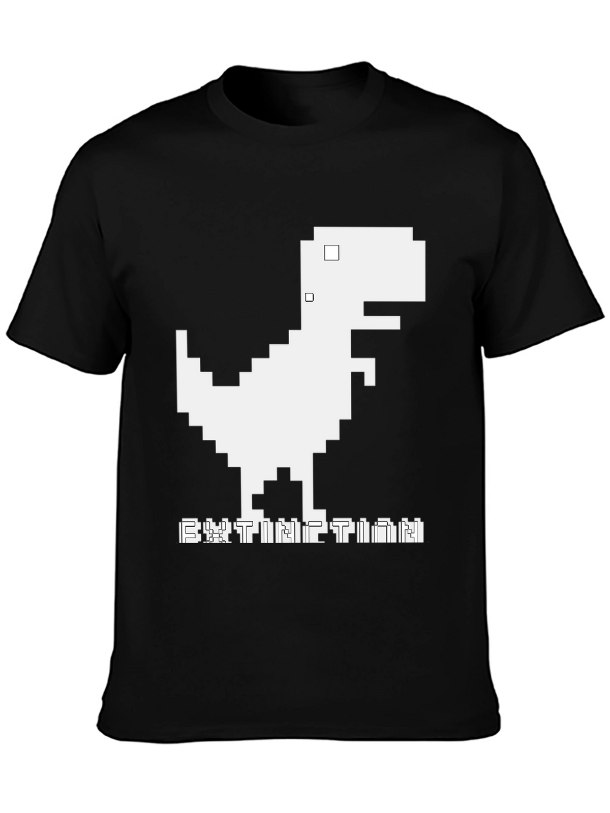 Extinction Pixel Dinosaur Black T-Shirt