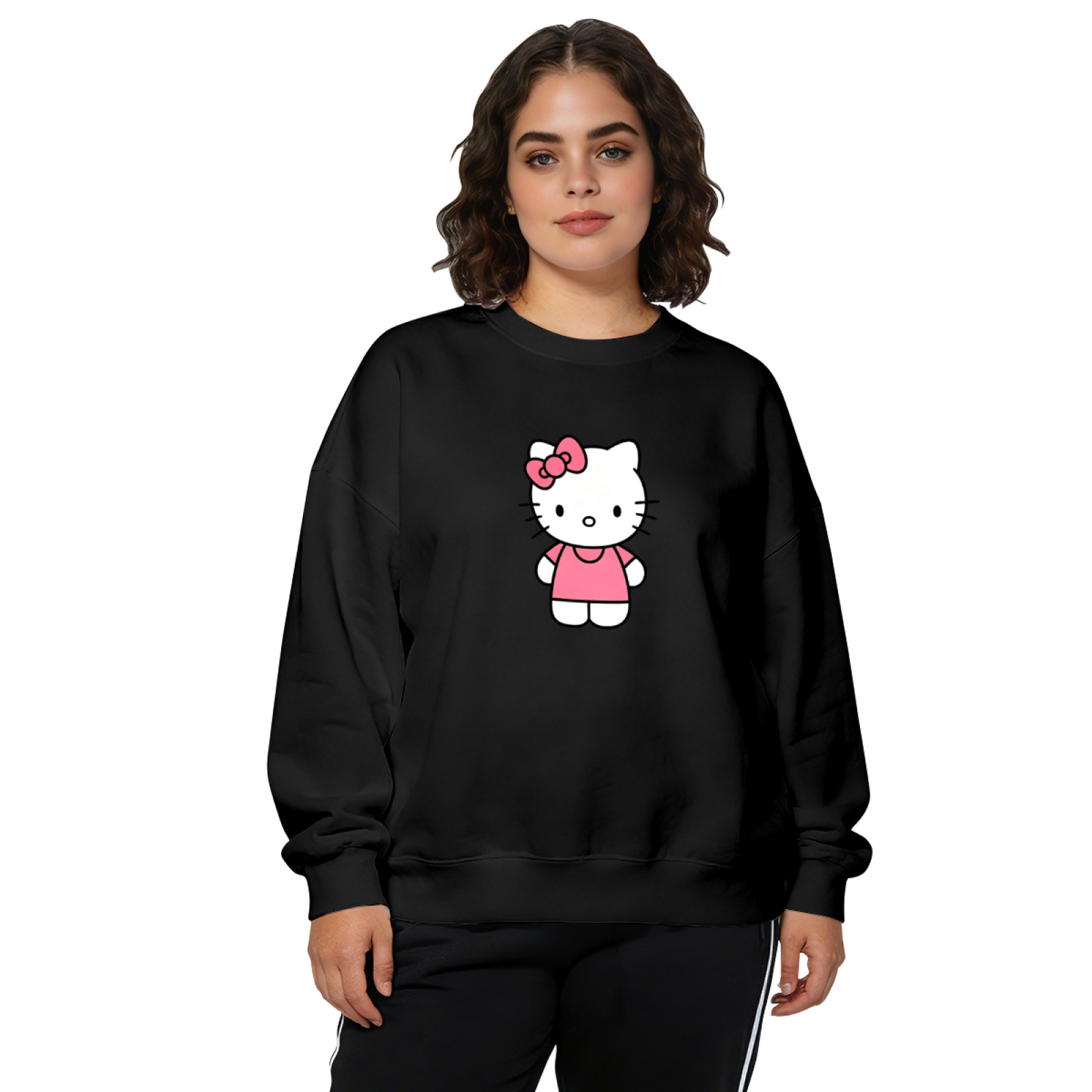 Simple Standing Pink?Bow Hello Kitty Crewneck Sweatshirt