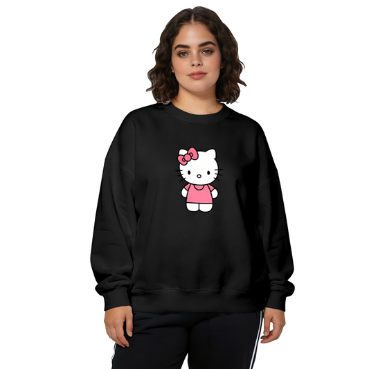 Simple Standing Pink?Bow Hello Kitty Crewneck Sweatshirt
