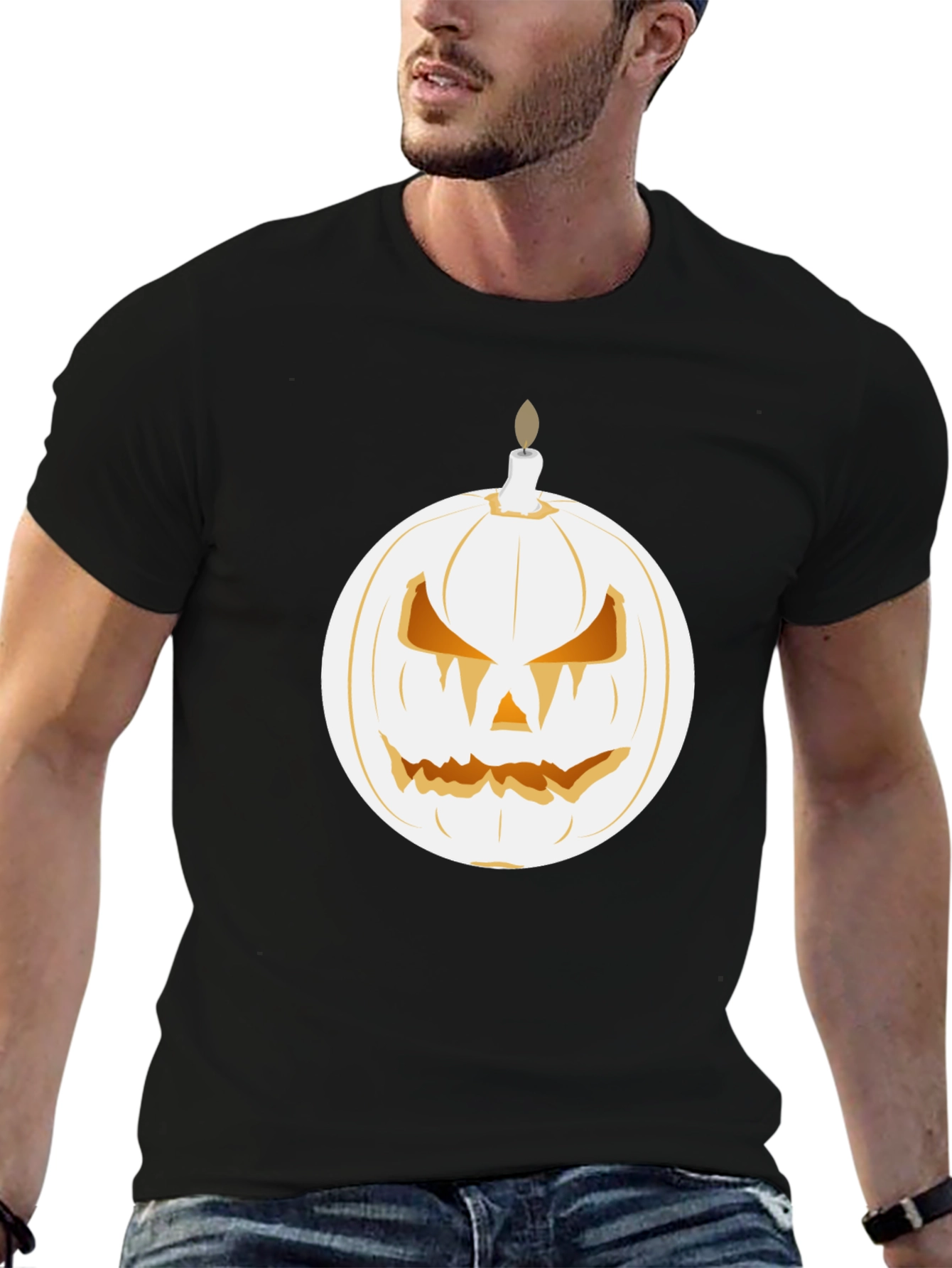 Spooky Pumpkin Candle Graphic Tee - Halloween Shirt