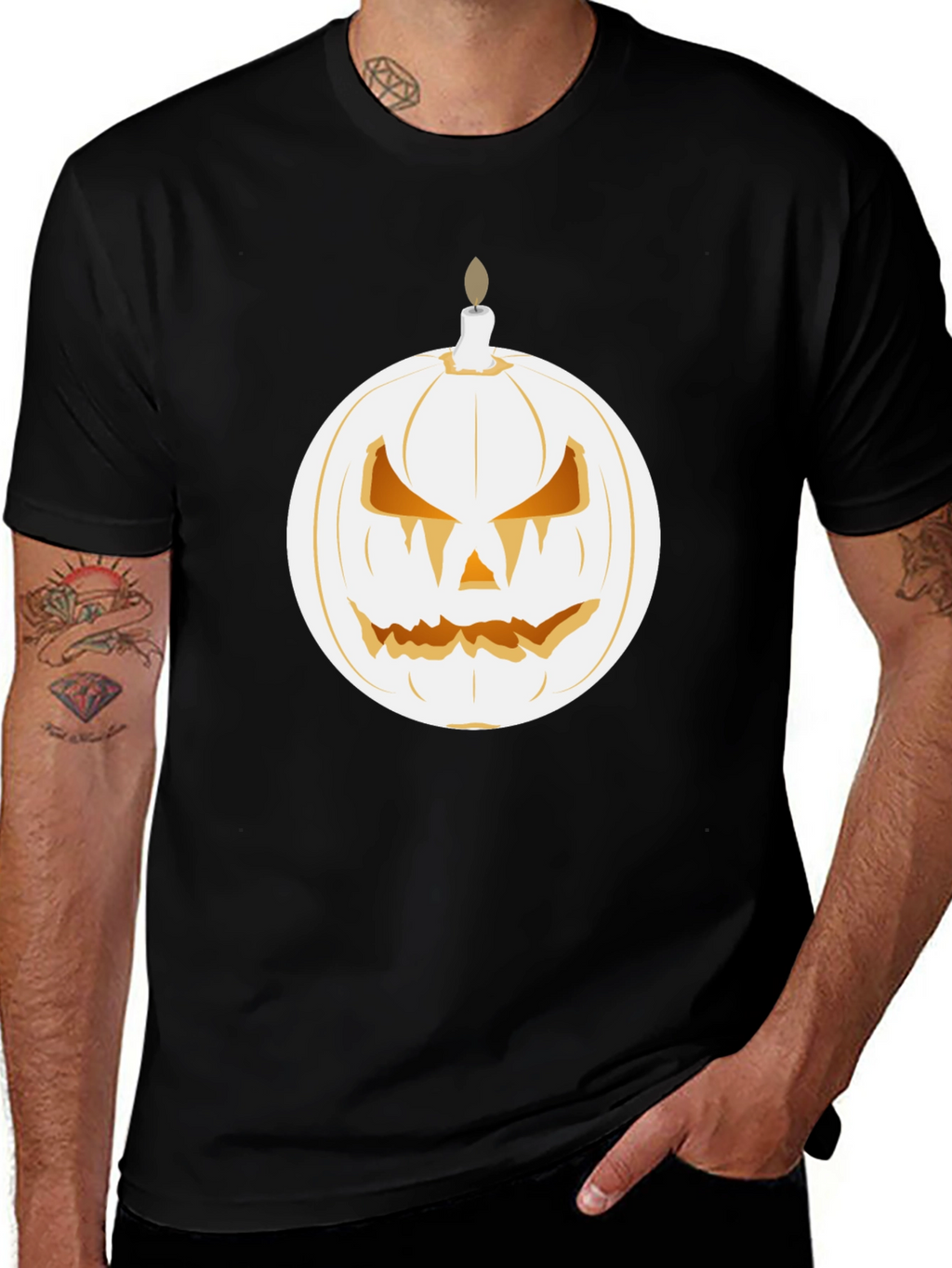 Spooky Pumpkin Candle Graphic Tee - Halloween Shirt