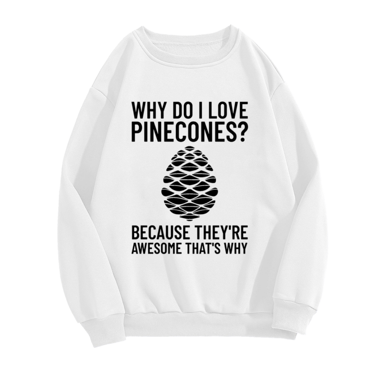 Why Do I Love Pinecones Sweatshirt | Funny Nature Quote Graphic Crewneck, Pine Cone Lover Pullover Top, Hiking Camping Gift for Women Men