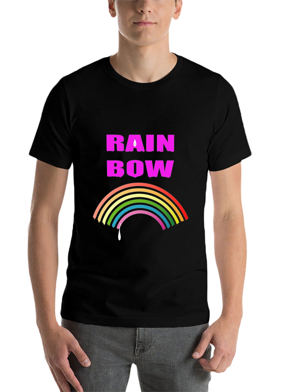 Rainbow Drip Graphic Tee - Stylish Black T-Shirt