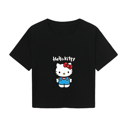 Classic Overalls Hello Kitty Black Cropped Tee