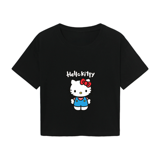 Classic Overalls Hello Kitty Black Cropped Tee