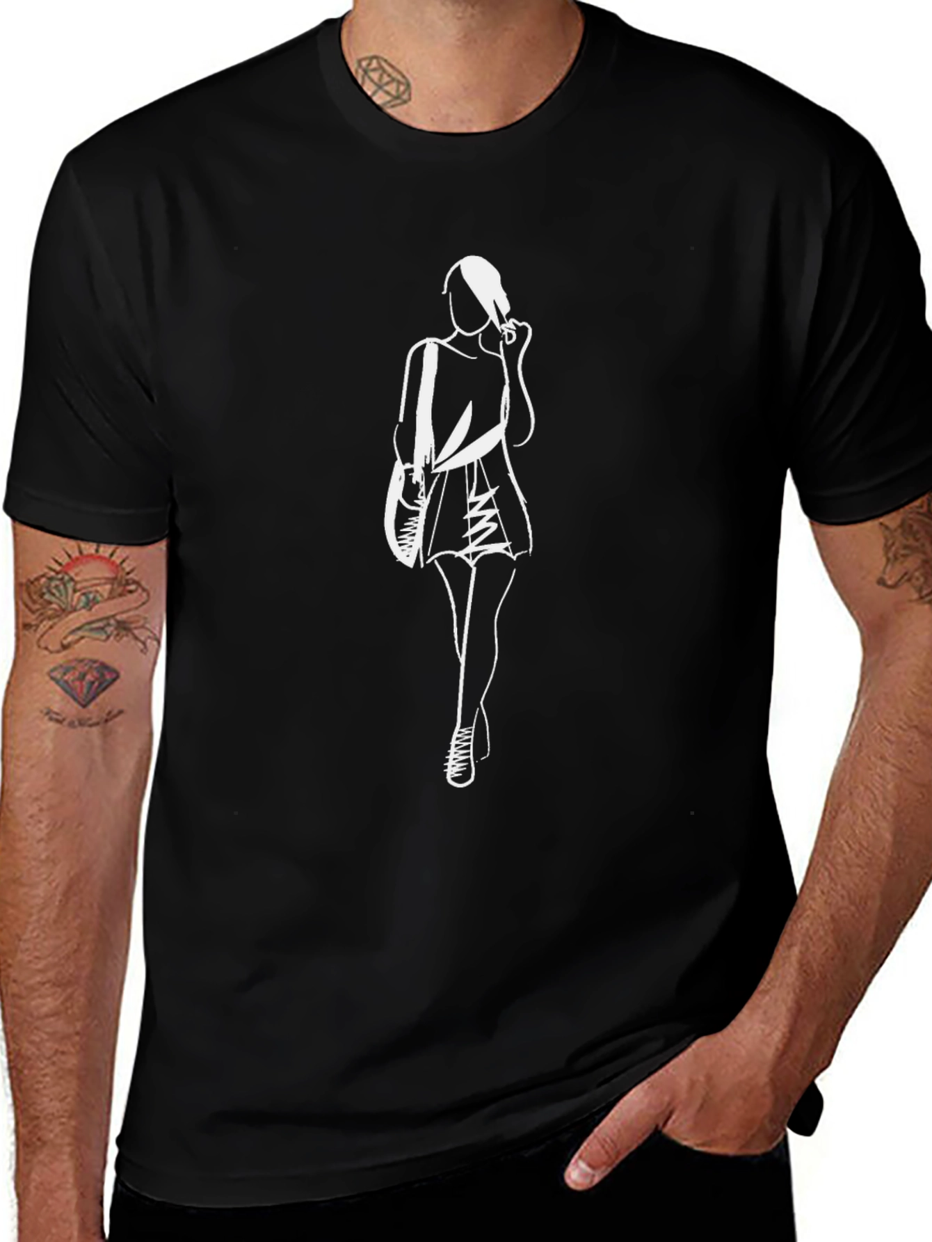 Modern Silhouette Graphic Tee - Black