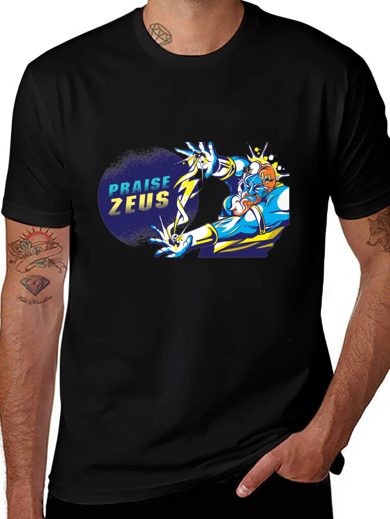 Praise Zeus Black Graphic Tee