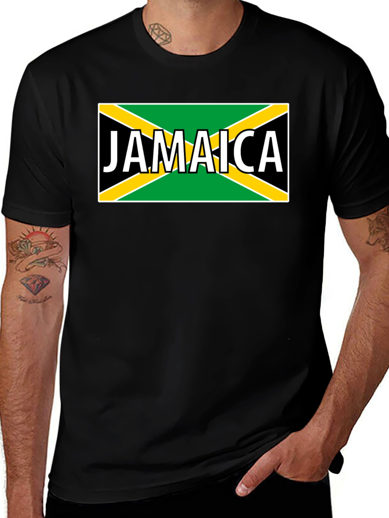Jamaica Flag Graphic Black T-Shirt