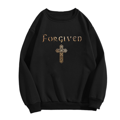 Forgiven Celtic Cross Crewneck Sweatshirt - Christian Faith Graphic Pullover, Religious Gift, Vintage Gospel Top