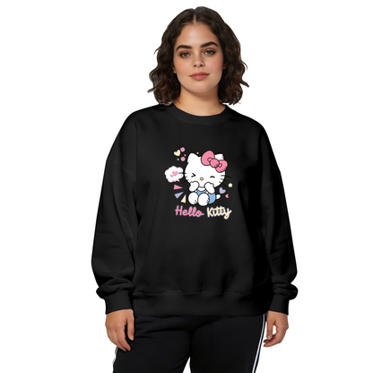 Cute Hello Kitty Hearts & Bubbles Graphic Crewneck Sweatshirt