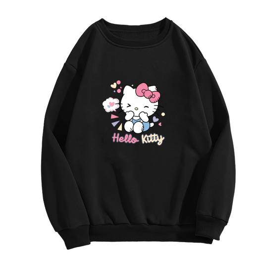 Cute Hello Kitty Hearts & Bubbles Graphic Crewneck Sweatshirt