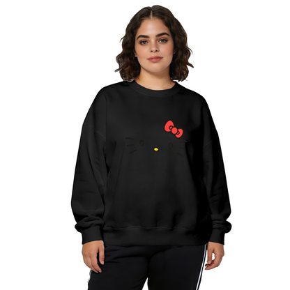 Minimalist Hello Kitty Face Classic Bow Crewneck Sweatshirt