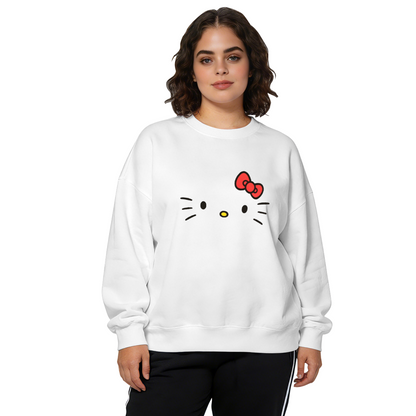 Minimalist Hello Kitty Face Classic Bow Crewneck Sweatshirt