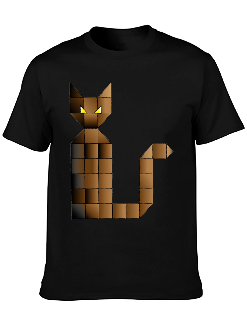 Pixel Cat Graphic Tee - Black Cotton Blend