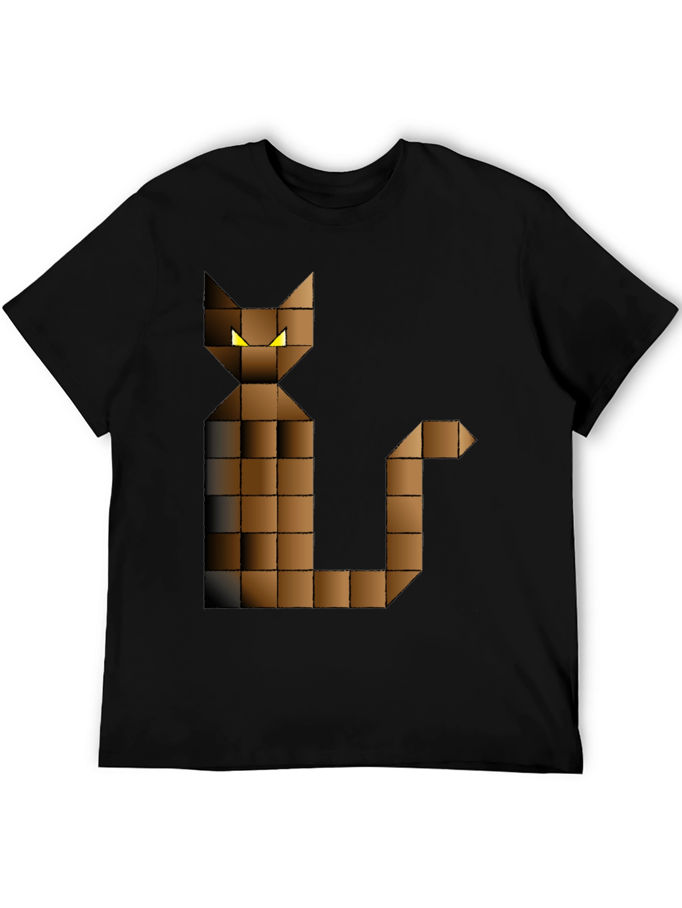 Pixel Cat Graphic Tee - Black Cotton Blend