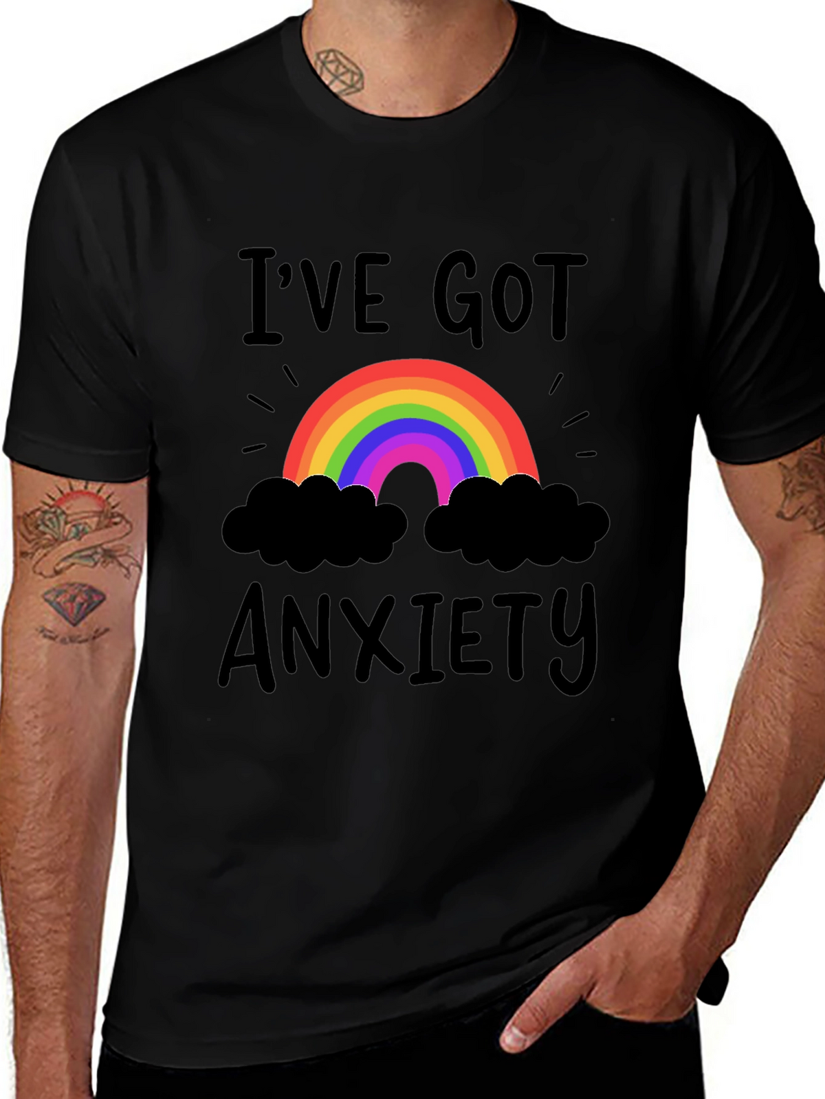 Ive Got Anxiety T-Shirt Rainbow Black