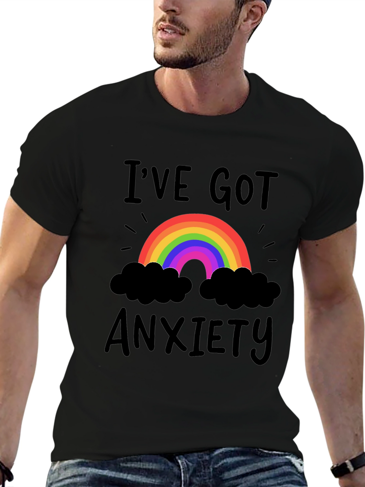 Ive Got Anxiety T-Shirt Rainbow Black