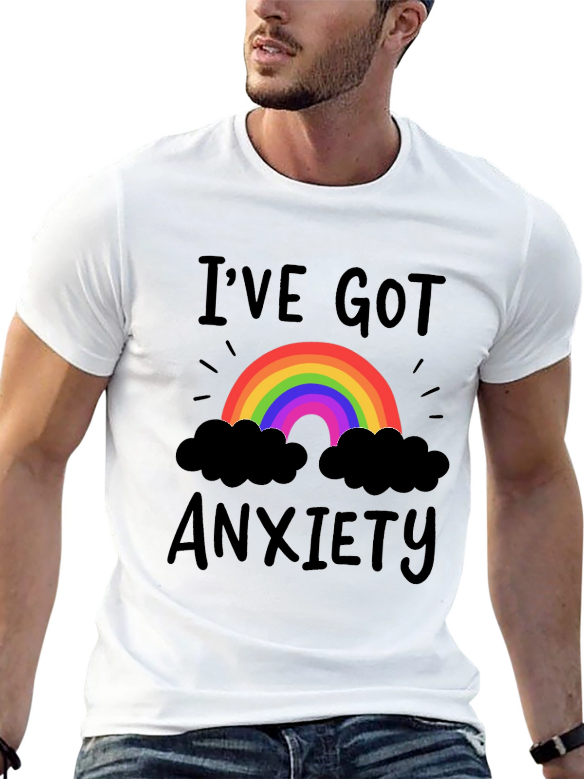Ive Got Anxiety T-Shirt Rainbow Black